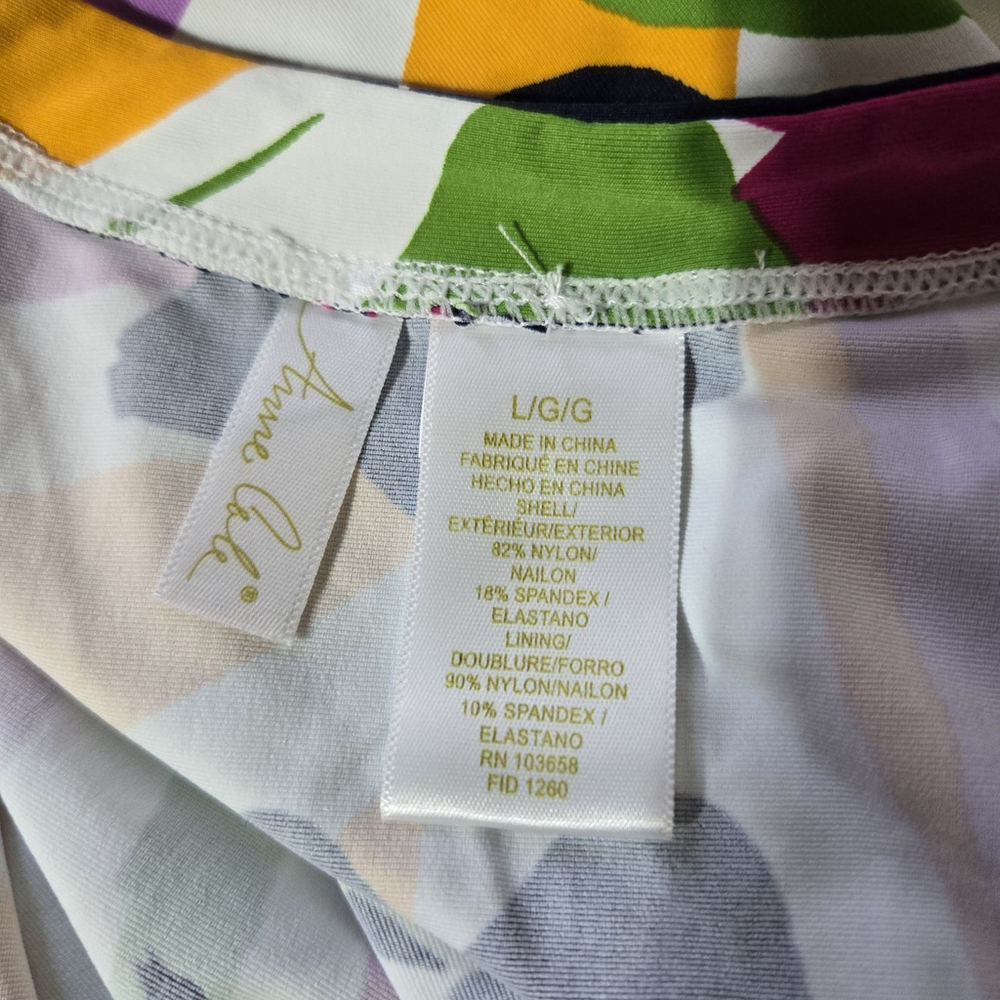 Anne Cole Colorful Floral Long Sleeve Zip Front Rash Guard Swim Top NWT Large - Picture 5 of 11